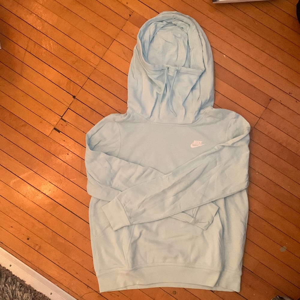 Cowl-neck light teal Nike sweatshirt